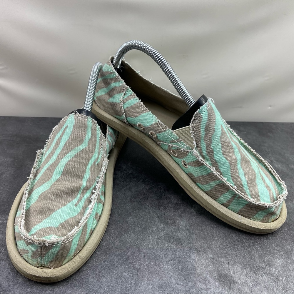 Sanuk Fiona Women’s Shoes Gray Green 8 M Sidewalk Surfer Comfort Loafers